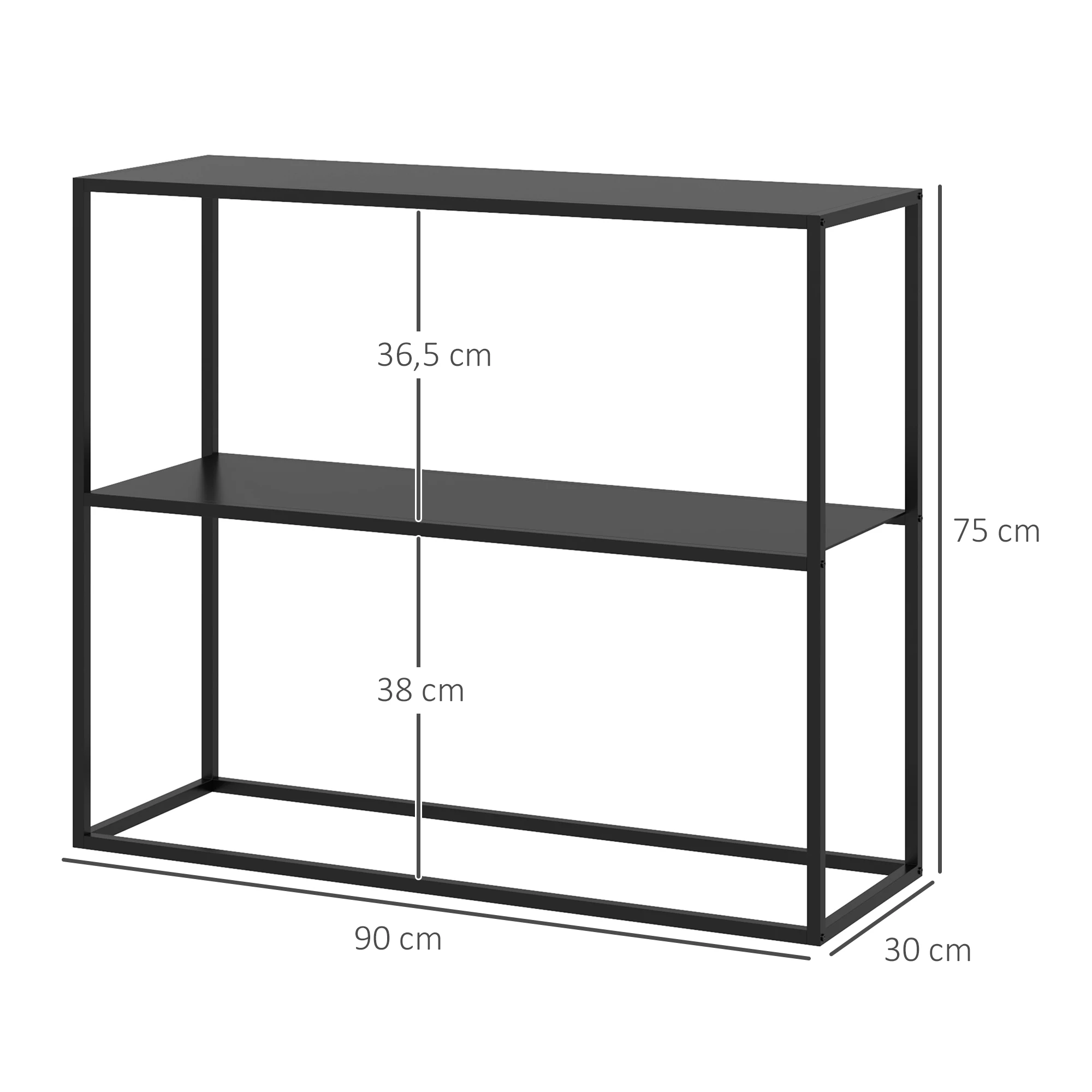HOMCOM Mesa de Consola Estilo Industrial Mesa de Entrada con Estante Marco de Acero y Antivuelco Mueble de Recibidor para Salón Pasillo Carga 20 kg 90x30x75 cm Negro - imagen 3