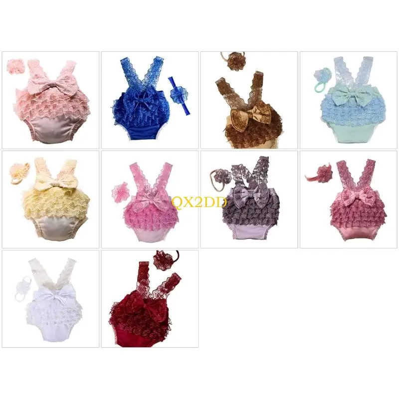 Sesible fotografía fotos sesión fotos QX2D Diadema a juego Conjunto fotografía recién nacidos poliéster - imagen 3