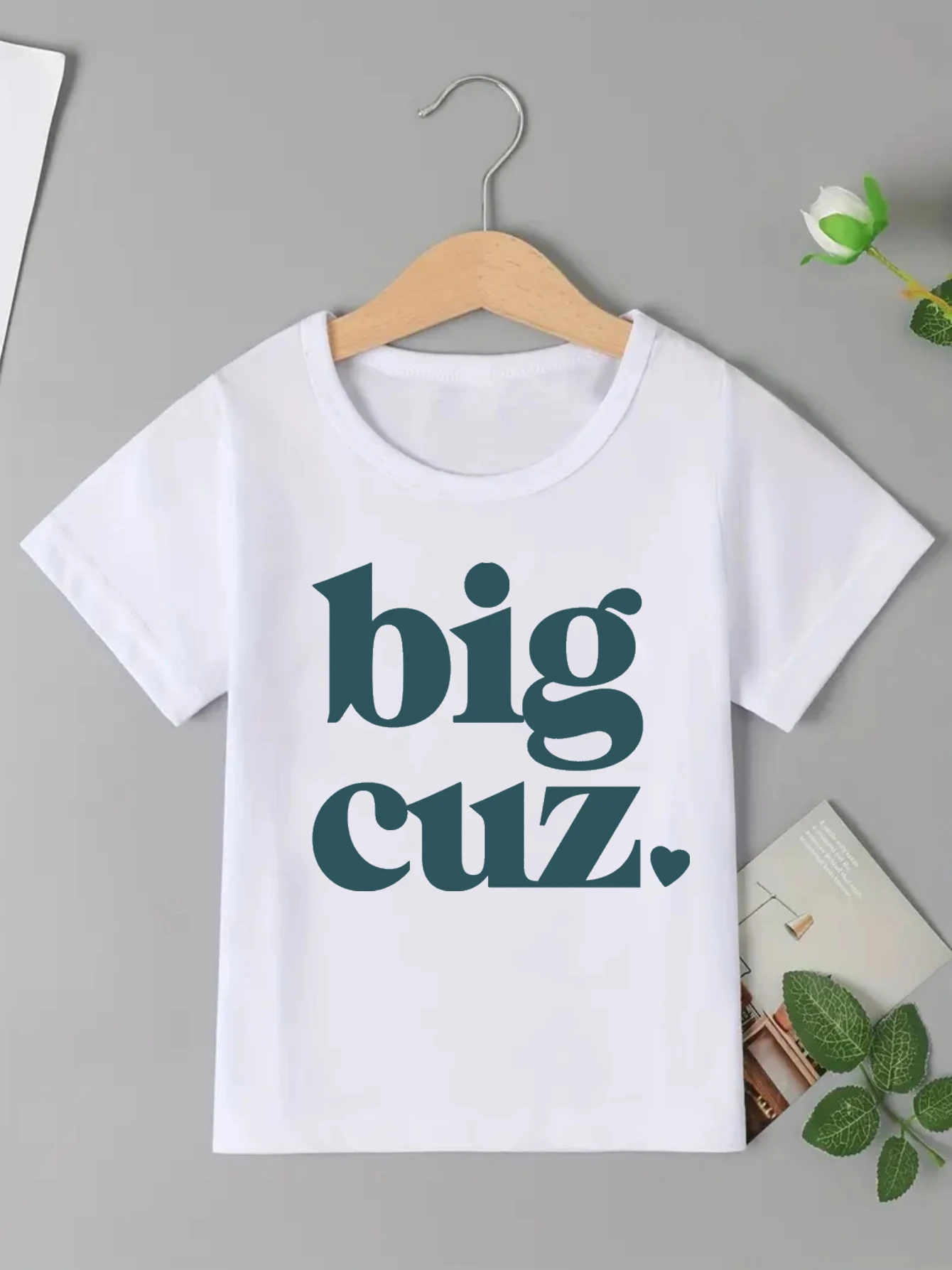 Camiseta con estampado de letras de corazón de Big Cuz, camiseta para niños Cousin Make The Best Friend, camiseta para niños pequeños, camisa de manga corta de verano