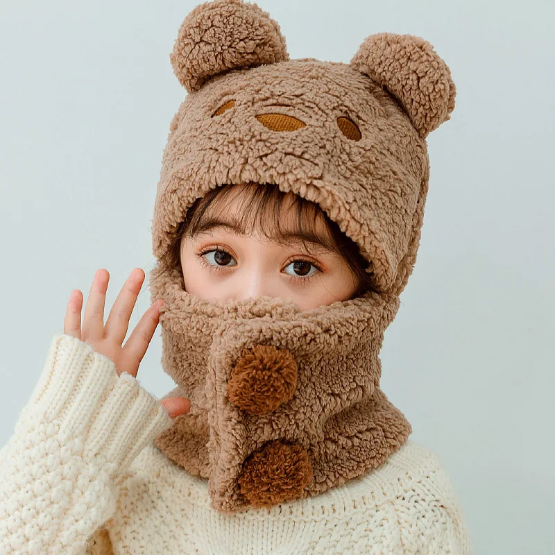 Gorro invierno niño cálido con protección orejas y diseño osito suave - imagen 4