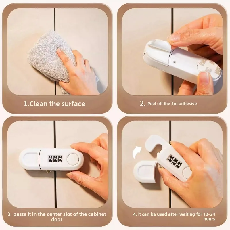 Cerraduras con contraseña para cajones sin taladro para gabinetes y frigoríficos de doble puerta: cerraduras de seguridad antipellizco, antirrobo, para el hogar y la oficina para todos - imagen 4