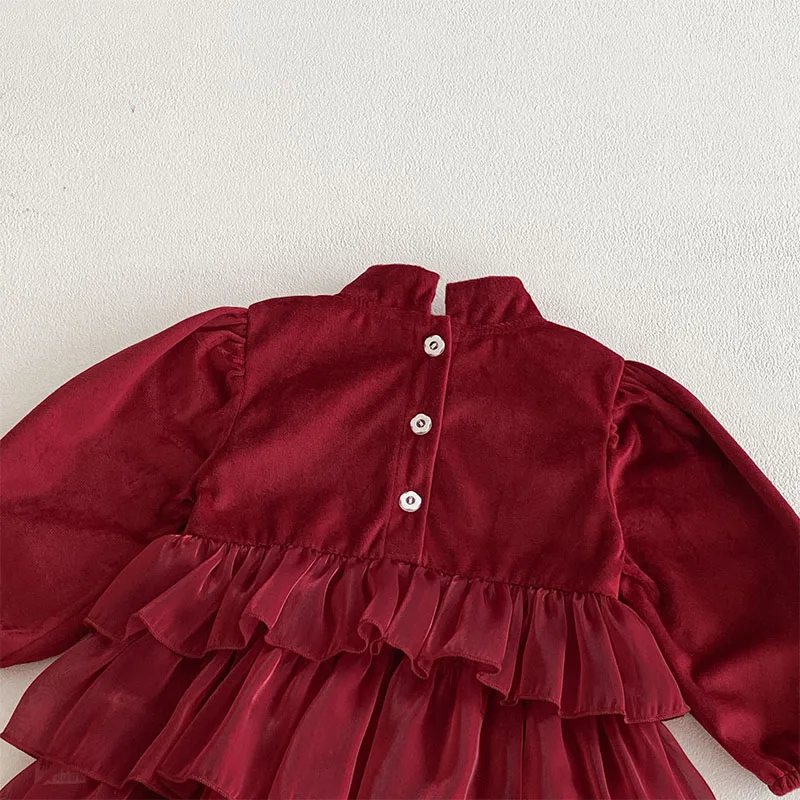 Mono princesa rojo manga larga estilo chino para bebé - imagen 3