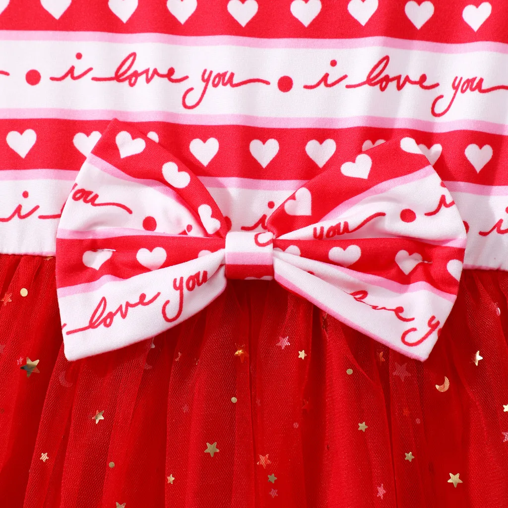 Lindo vestido rojo para niñas, vestidos de verano de manga corta Sweet Love para niños pequeños, disfraz informal para fiesta de cumpleaños para niños de 2 3 4 5 6 7 años - imagen 4