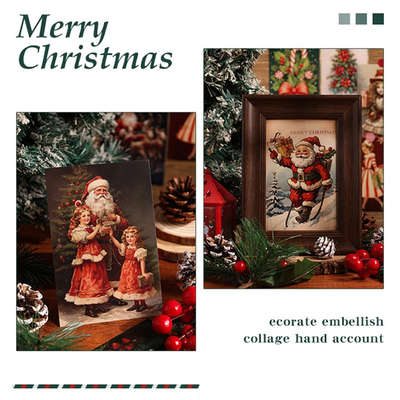 1 Juego de tarjetas de adornos navideños, ilustraciones navideñas, invitación de Festival, accesorios de decoración de ambiente para fiesta de Navidad TMZ - imagen 3