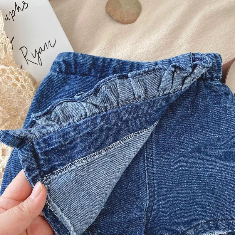 MILANCEL, nuevo conjunto de ropa de verano para niños, bonito chaleco hueco para niñas, Top + Pantalones cortos de mezclilla, prendas de vestir de estilo fino para niños, 2 uds. - imagen 5