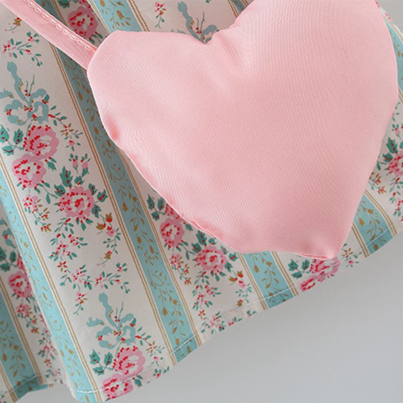 Conjuntos de 2 piezas de ropa de verano para niñas recién nacidas, vestidos coreanos de algodón sin mangas con cuello de muñeca y flores para bebés + bolso, vestido para niños pequeños BC307 - imagen 5