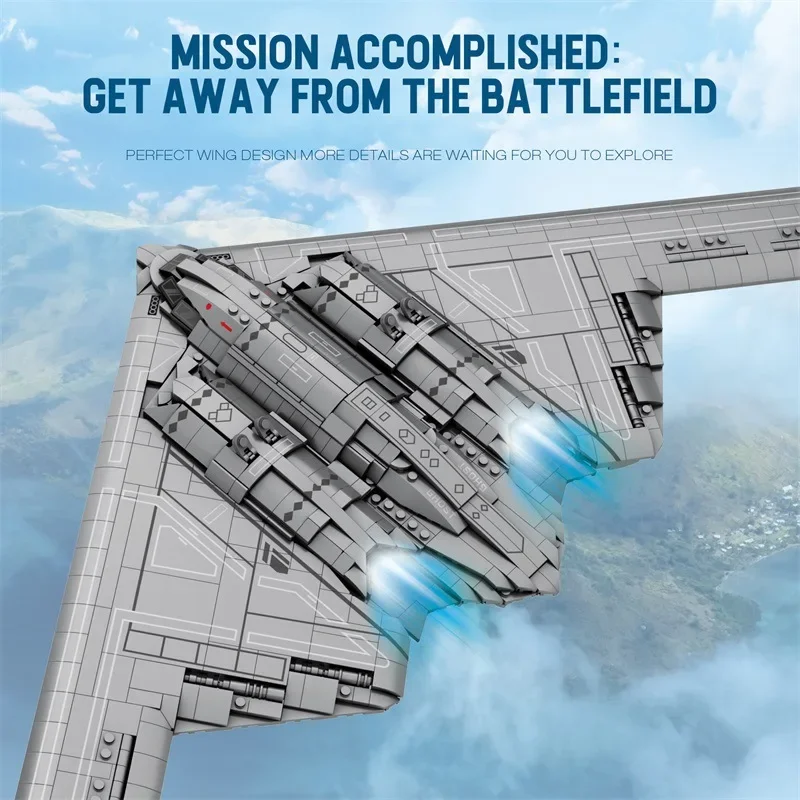 Bloques de construcción de bombardero estratégico fantasma de B-2, modelo de combate de la Fuerza Aérea, colección de ladrillos, exhibición de escritorio, juguetes DIY para niños, regalos, 2063 Uds.