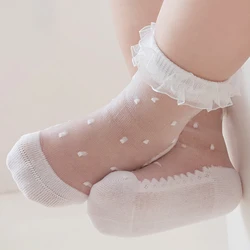 Calcetines de malla con volantes y lunares para bebés – Princesa