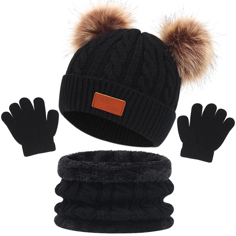Gorro Navidad tejido para bebé con guantes y bufanda