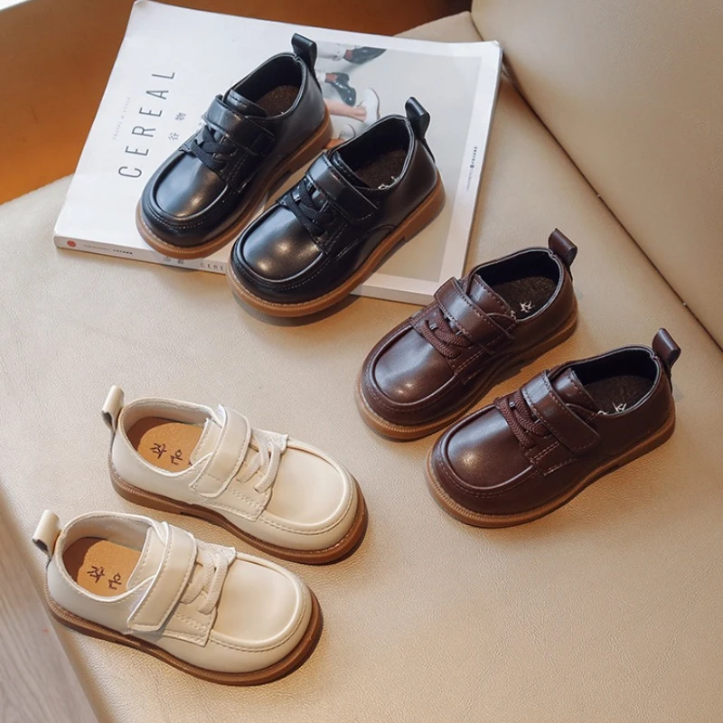 Mocasines de invierno para niños, zapatos individuales de estilo nuevo británico, a la moda, para hombres y mujeres, zapatos de cuero informales versátiles, primavera y otoño, 2025