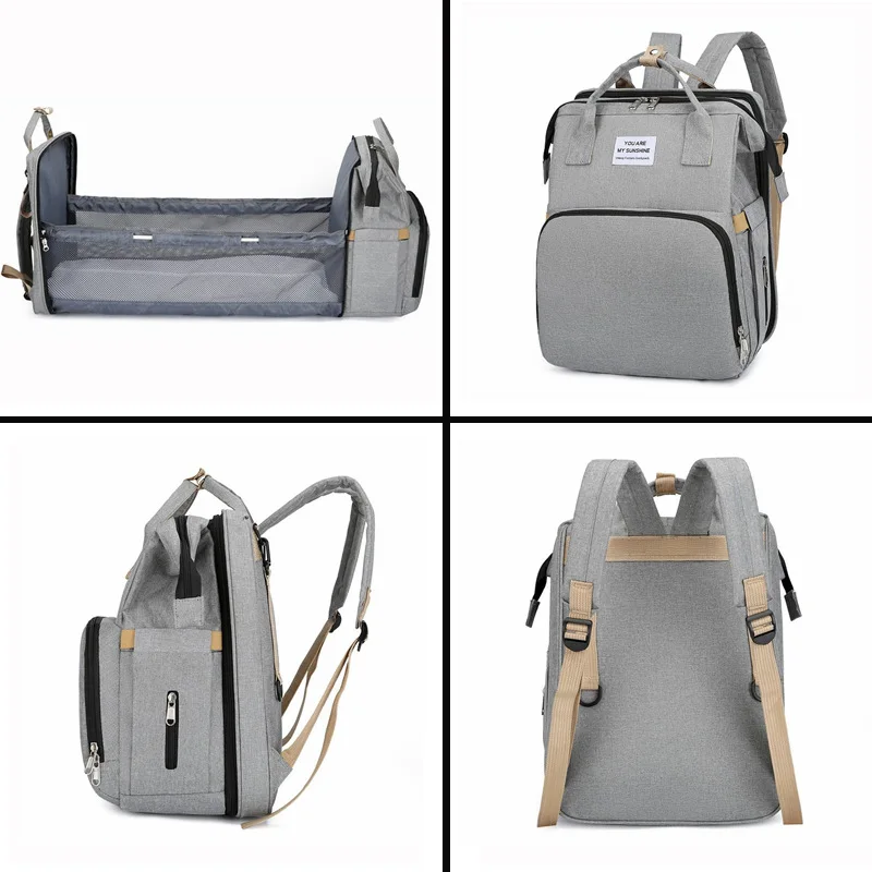 Bolsa de mamá minimalista mejorada, mochila plegable portátil, multifuncional, gran capacidad, cuna para bebé, bolsa de mamá para madre y bebé - imagen 2