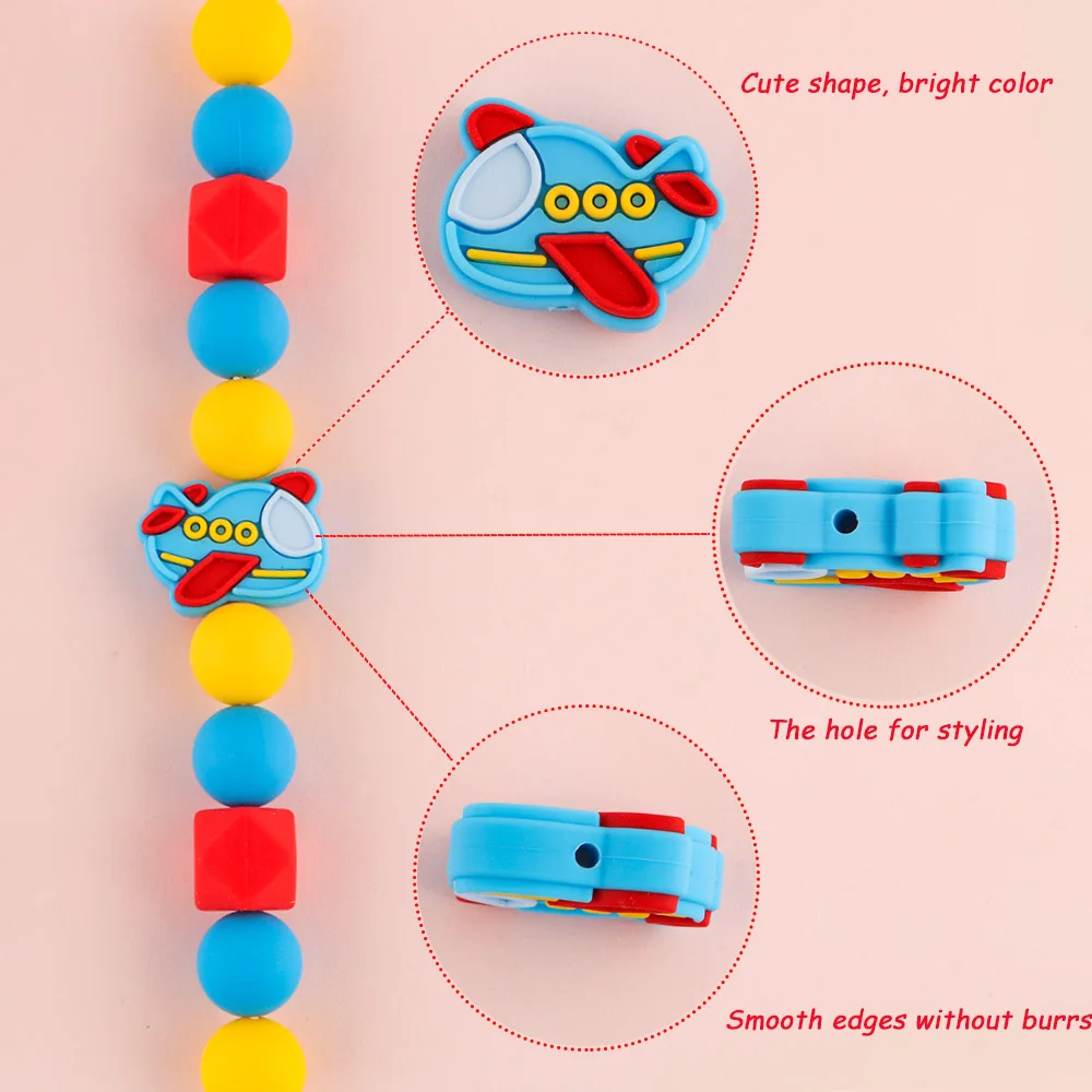 5/10 Uds. Cuentas de silicona para coche, avión, serie Rainbow para hacer joyas, dijes para pulsera, accesorios DIY - imagen 4