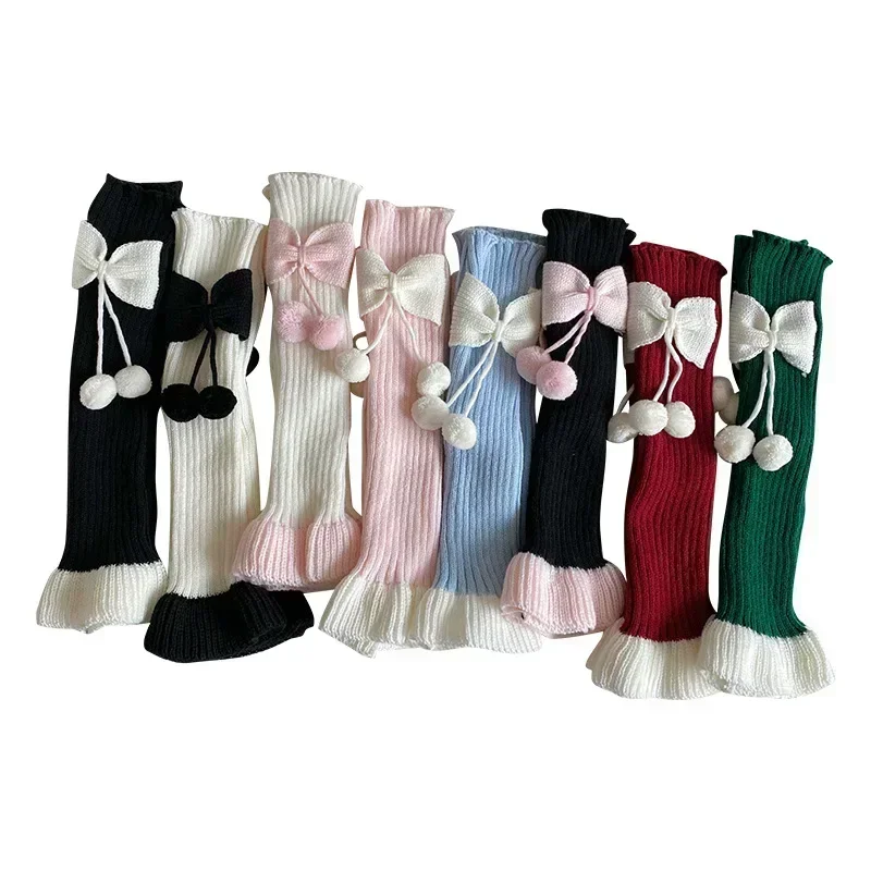 Calcetines hasta la rodilla con lazo para niños gruesos otoño invierno - imagen 2