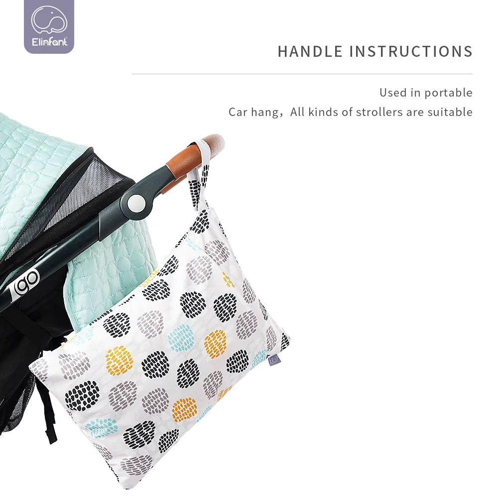 Elinfant, 1 unidad, bolsa seca y húmeda ligera, bolsa de almacenamiento impermeable, bolsas de pañales multifuncionales portátiles - imagen 4