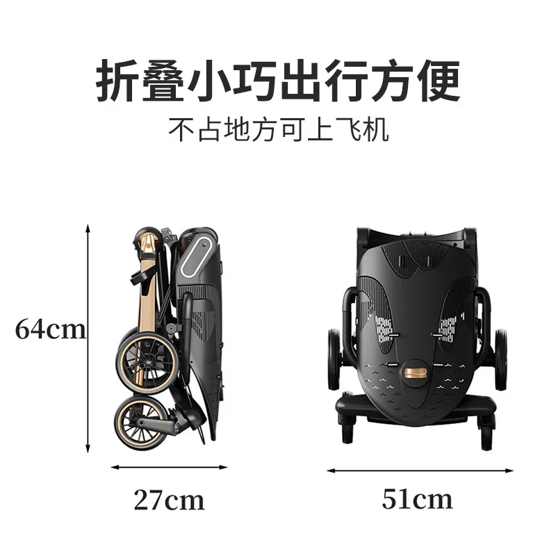 Artefacto deslizante para bebé, ligero, plegable, alto paisaje, tumbado en el carrito de bebé bidireccional para caminar - imagen 3