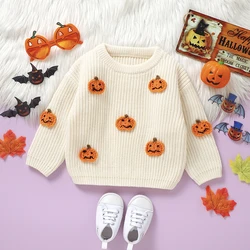 Jersey de punto infantil Halloween estampado calabaza