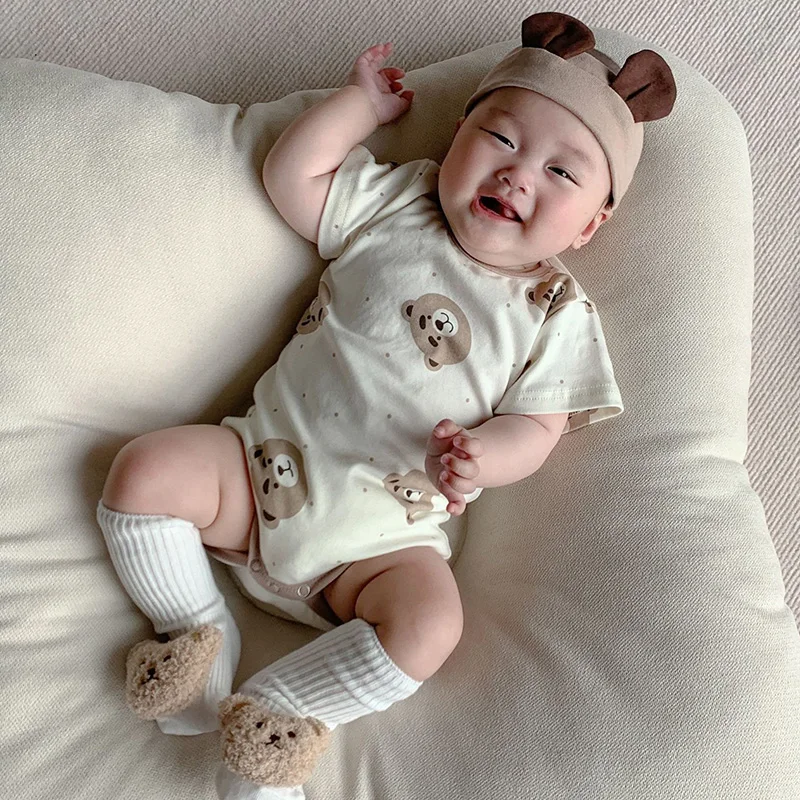 Pelele de oso para recién nacido con diadema – Mono infantil de verano - imagen 5