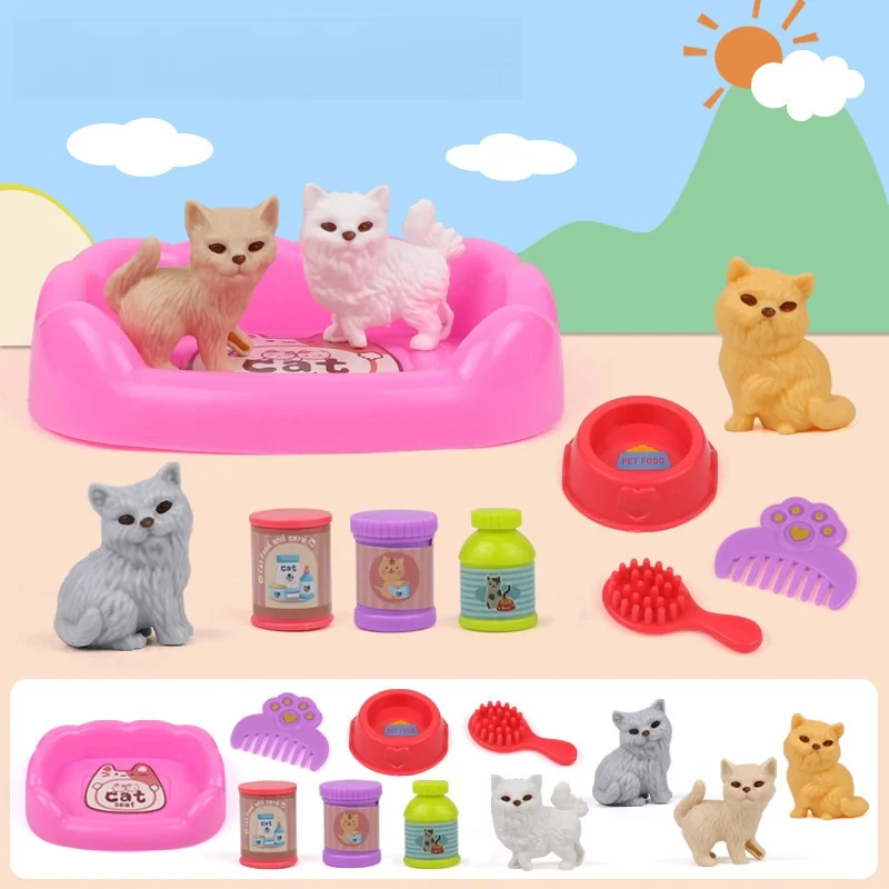 QWZ juguete para juego de imitación, Mini mascotas moda, casa perros y gatos, perrera, bañera niños, accesorios el mejor regalo - imagen 2