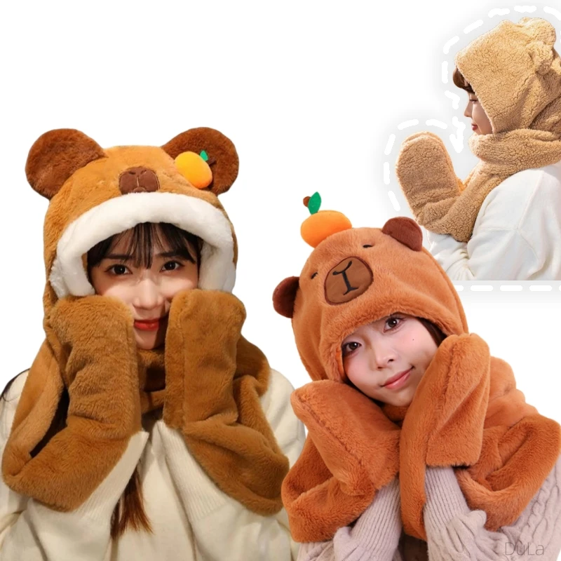 Bufanda y sombrero capibara súper suave para niña – Invierno