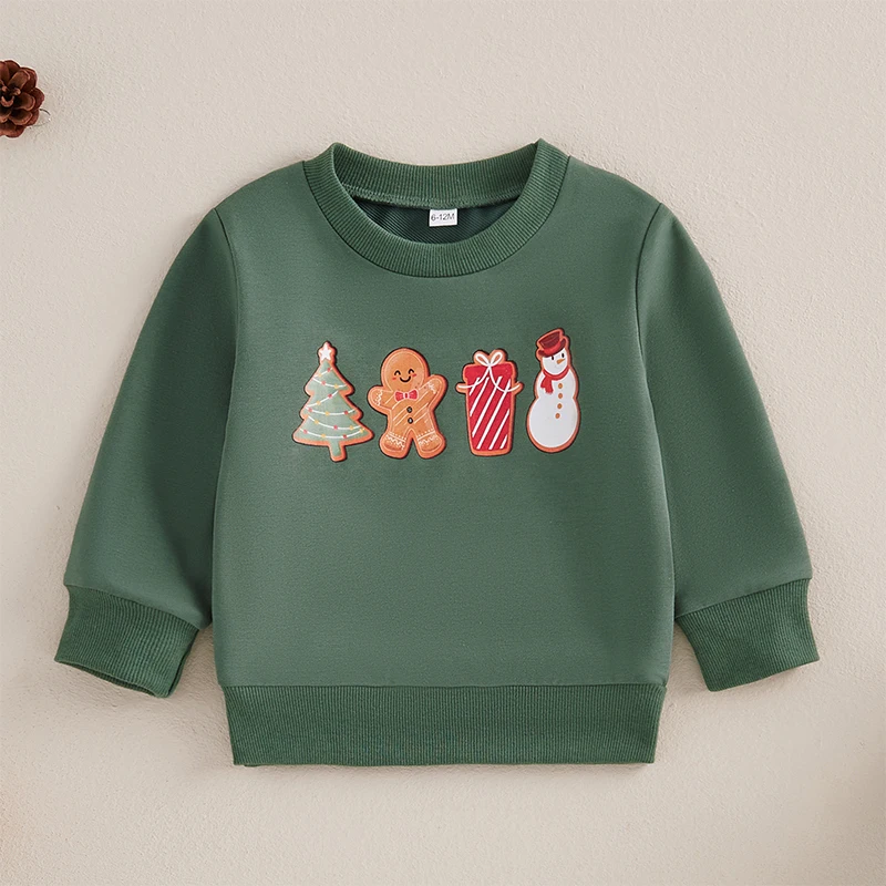 SUNSIOM Sudaderas navideñas para bebé, jerseys clásicos de manga larga con estampado de dibujos animados/letras, Tops de Otoño Invierno para niños pequeños