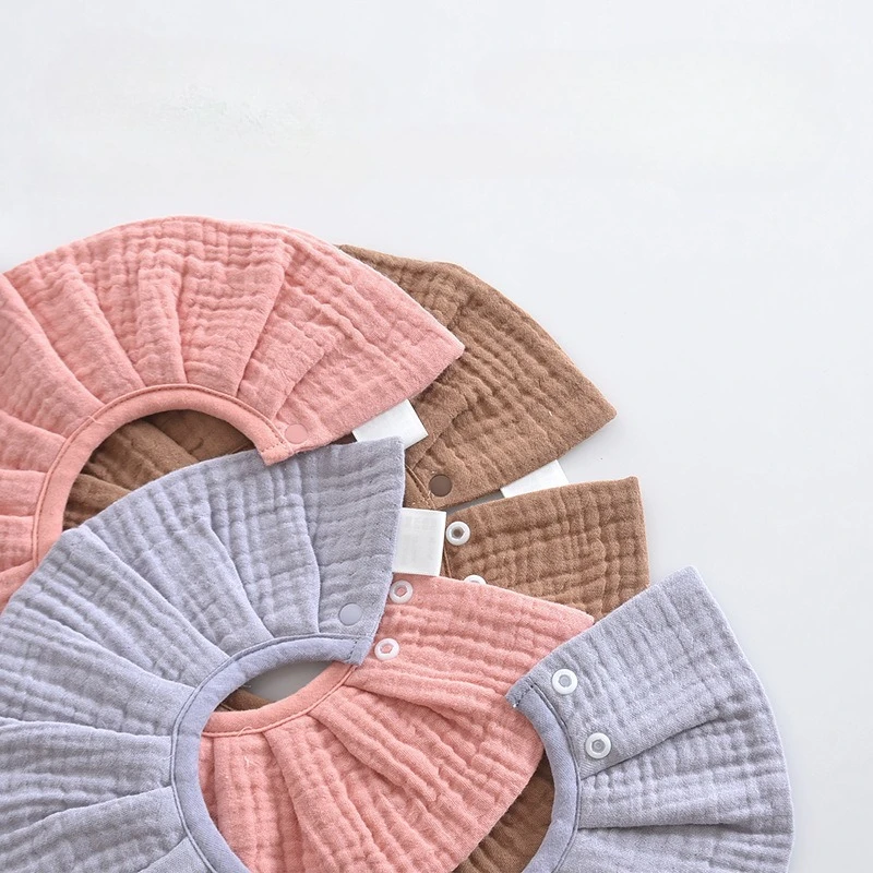 Baberos de muselina de algodón 100% de 4 capas para 0-2 años, Baberos Bandana con volantes seguros para bebés, paños para eructar de estilo coreano Ins - imagen 3