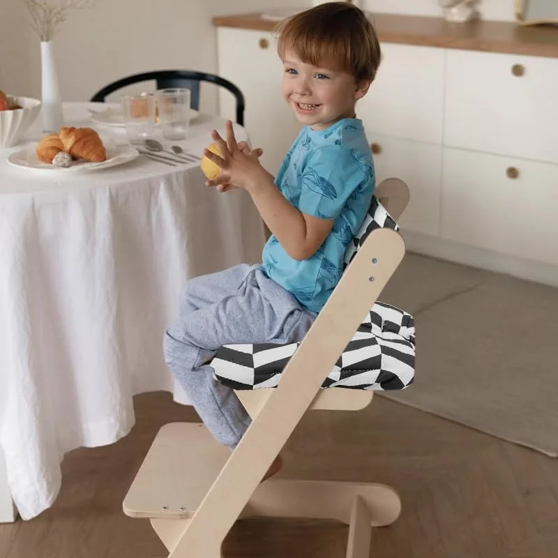 Cojín para silla alta Stokke, cojín geométrico blanco y negro, Compatible con silla Tripp Trapp, algodón lavable a máquina - imagen 4