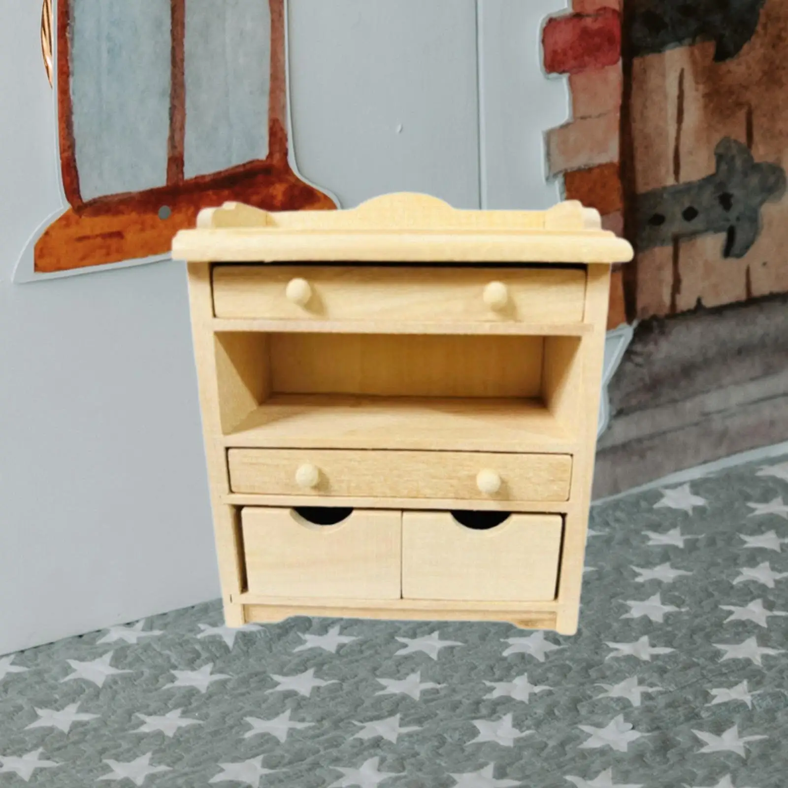 1/12 Scale Dollhouse Night Stand for DIY Model Micro Landscape Dollhouse