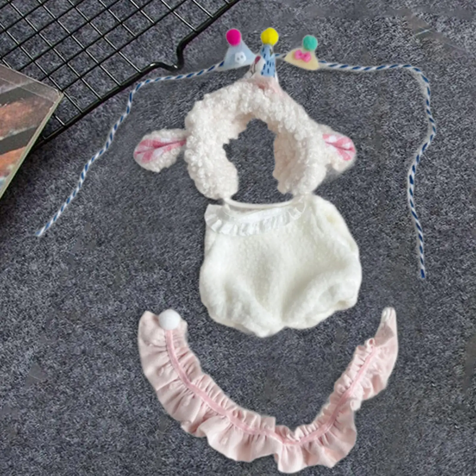 Bodysuit Made of Plush Dolls, Clothes with Birthday Hat, Costumes for 15 Cm Dolls