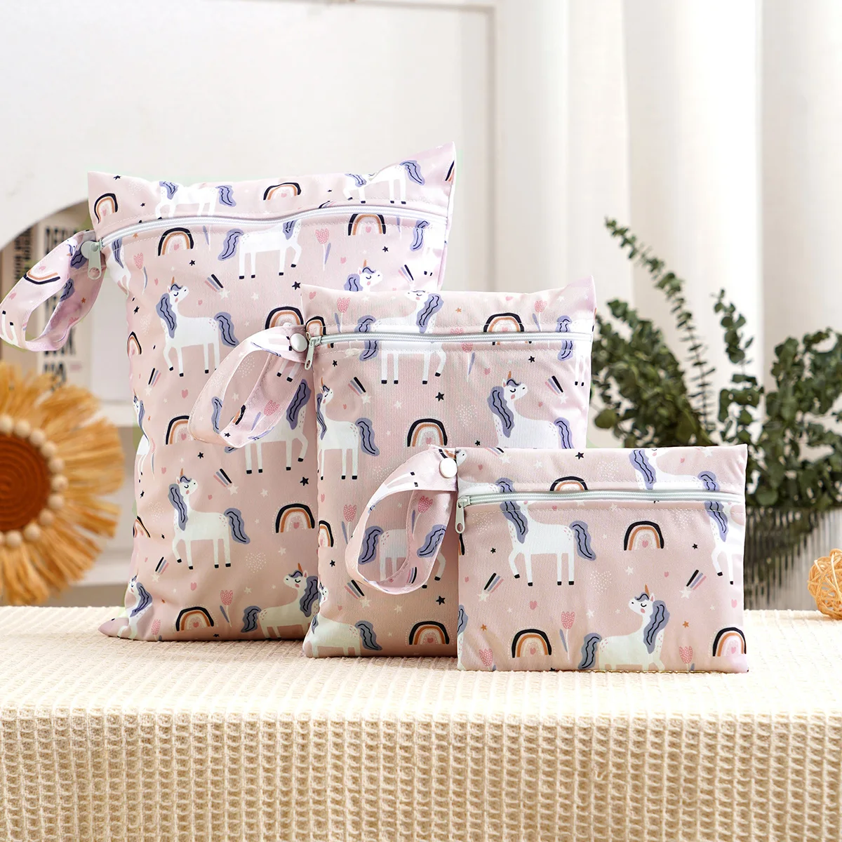 Bolsa impermeable para pañales con separador seco y húmedo