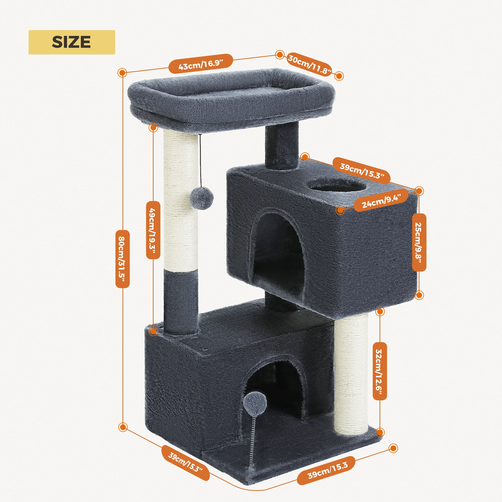 Torre de árbol para gatos pequeña, accesorios para gatos, con percha superior desmontable, condominios cómodos y sencillos, perfecto para gatos de interior, juguete para gatos - imagen 3