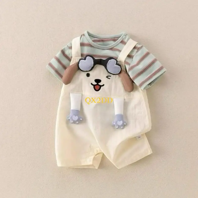 Atuendo pana pana elegante QX2D ropa verano cálida para recién nacidos hasta 24 meses tela suave y transpirable Play - imagen 5