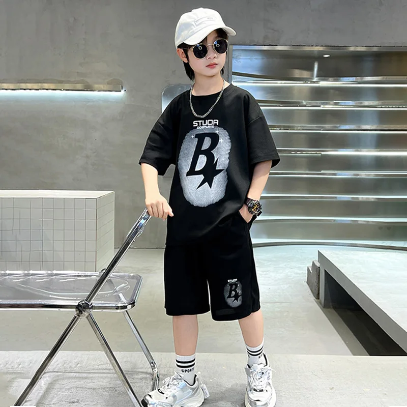 Conjunto verano niños deportivo camiseta algodón letras pantalón corto - imagen 5