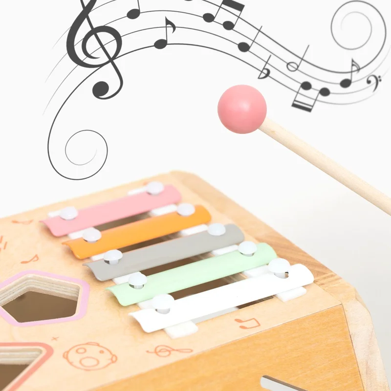 Cubo de actividades madera Montessori educativo con laberinto cuentas - imagen 4