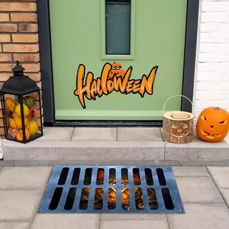 Alfombra de terror con cubierta de alcantarilla 3D para Halloween, alfombra de Halloween, trampa de payaso, felpudo de visión, cocina, baño, dormitorio, alfombrillas decorativas - imagen 4
