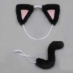 Diadema de peluche con orejas felinas para muñeca