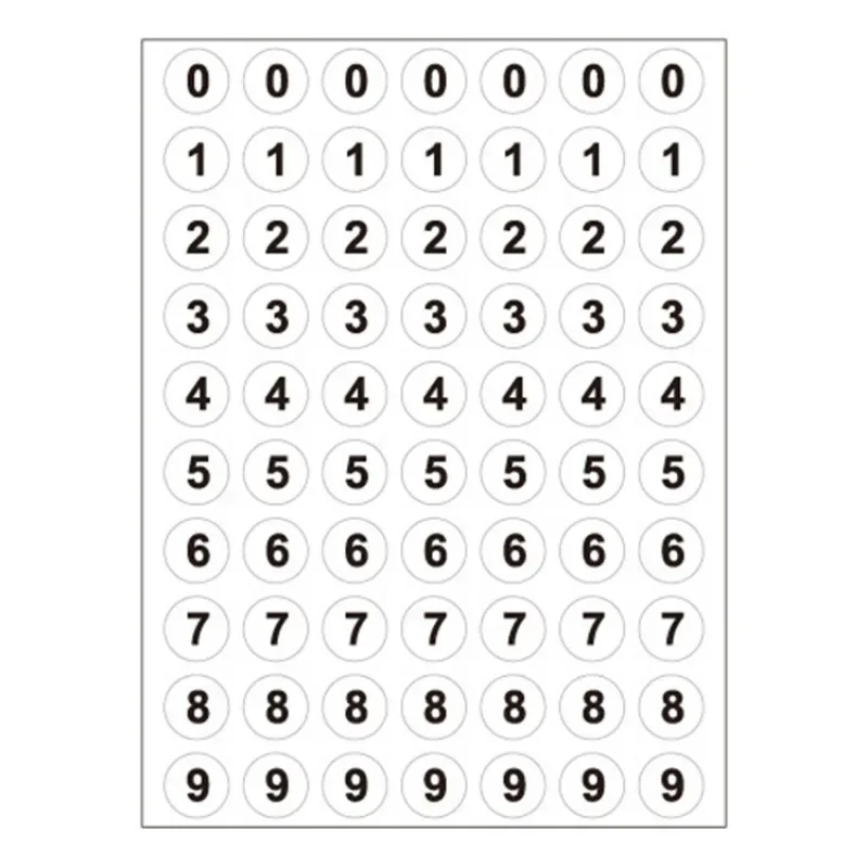 12 hojas de números redondos blancos 0-9, pegatinas autoadhesivas para álbum de recortes, etiquetas circulares redondas - imagen 4