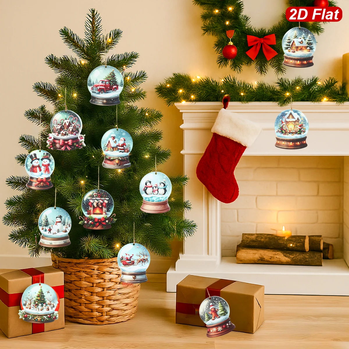 Colgante de madera para árbol de Navidad, decoración para fiesta de Navidad, colgante de Papá Noel de Navidad 2025, regalo de Año Nuevo 2026 - imagen 3