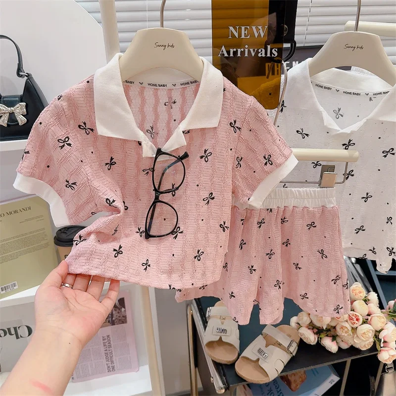 Conjunto bebé niña verano lazo y pantalón corto ligero - imagen 2
