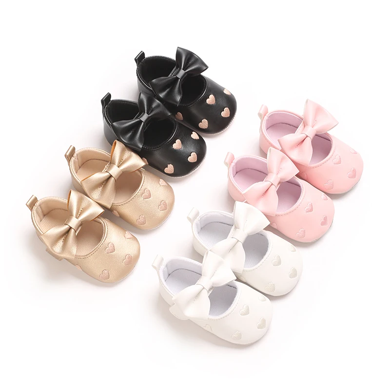 Zapatos de bebé otoño suela blanda antideslizante con lazo y corazón - imagen 2