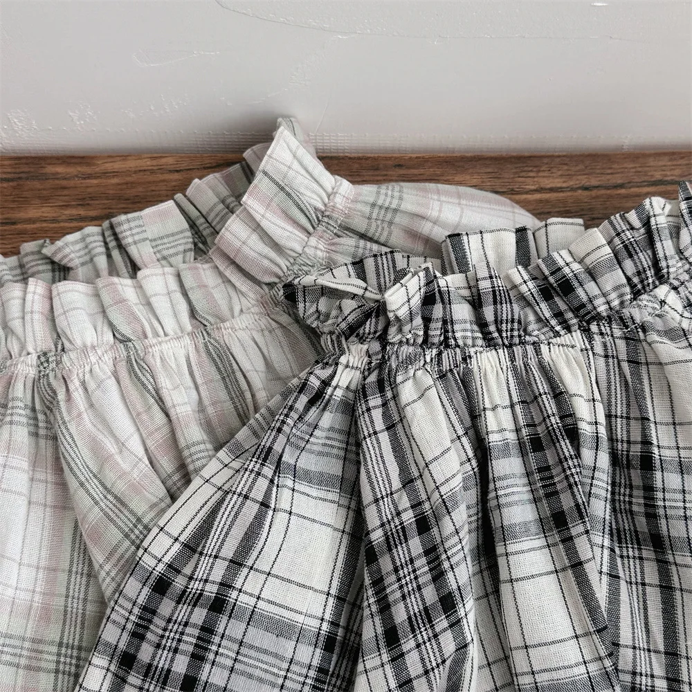 Ropa para niñas pequeñas, camiseta a cuadros de manga larga, camisa de cuello alto para niñas, traje diario, Tops largos, primavera 2025 - imagen 5