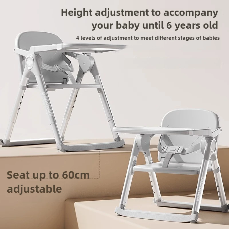 Silla alta ajustable para bebé convertible plegable y portátil