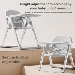 Silla alta ajustable para bebé convertible plegable y portátil