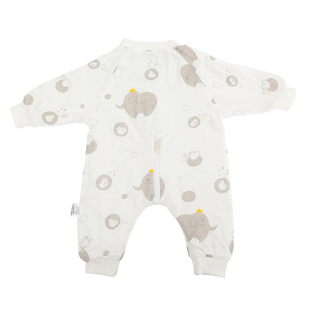 Saco de dormir para niños de 0 a 4 años, sacos de dormir finos de algodón suave para otoño, mono con estampado de elefante gris, pijamas para niños - imagen 2