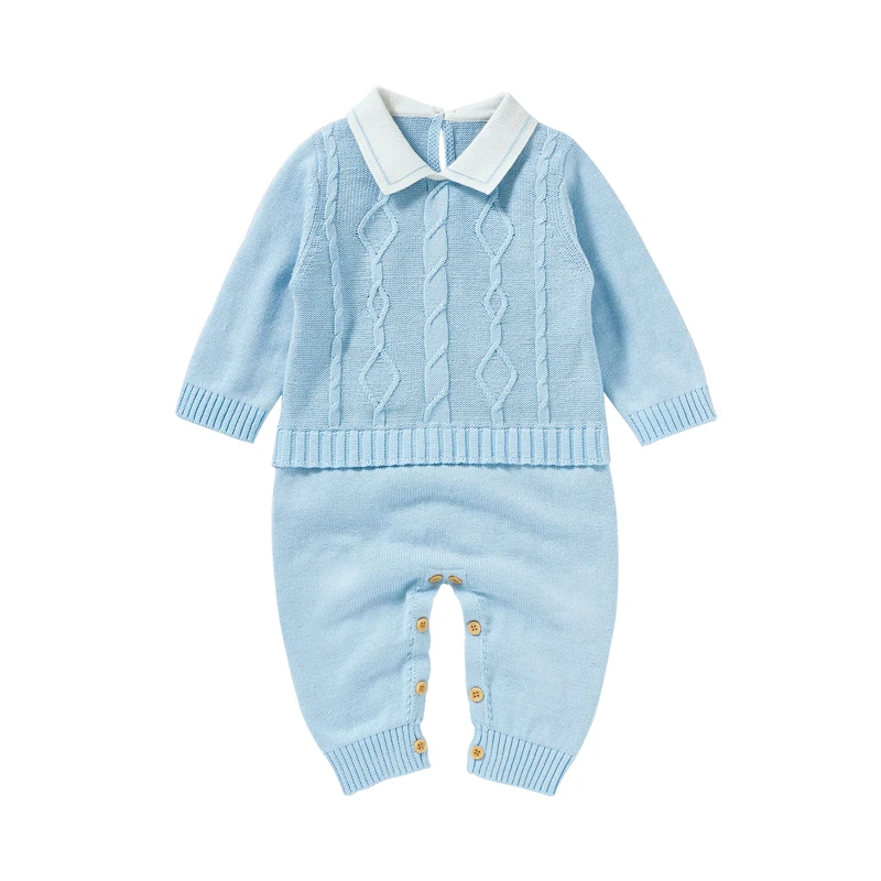 Moda bebés niños caballeros estilo mamelucos ropa otoño cuello tortuga mangas largas tejido recién nacido monos de algodón 0-18m - imagen 2