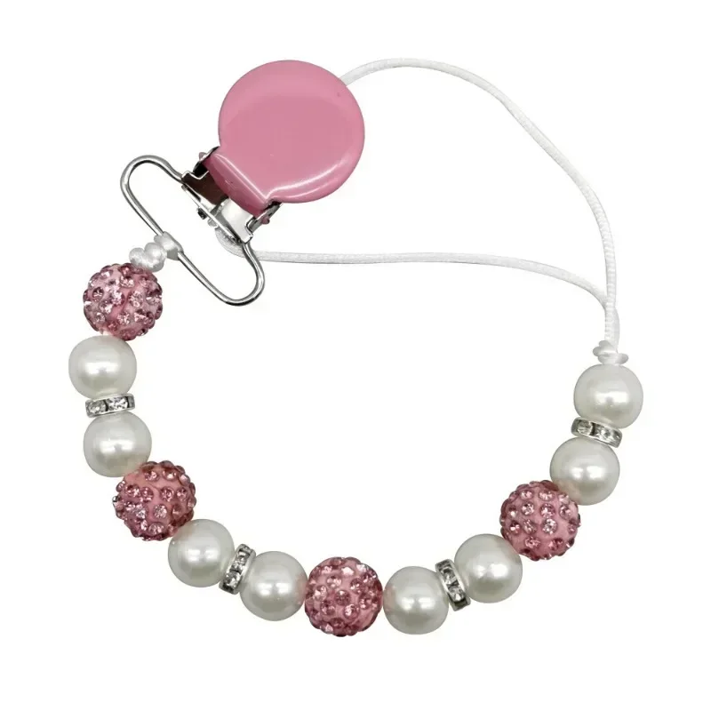 Clip para chupete de bebé, purpurina brillante, Retro, cristal europeo, princesa, niño, niña, Clip para pezones, cadena, accesorios para bebé - imagen 3