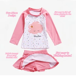 Traje de baño para niña – Bikini con falda manga larga estampado