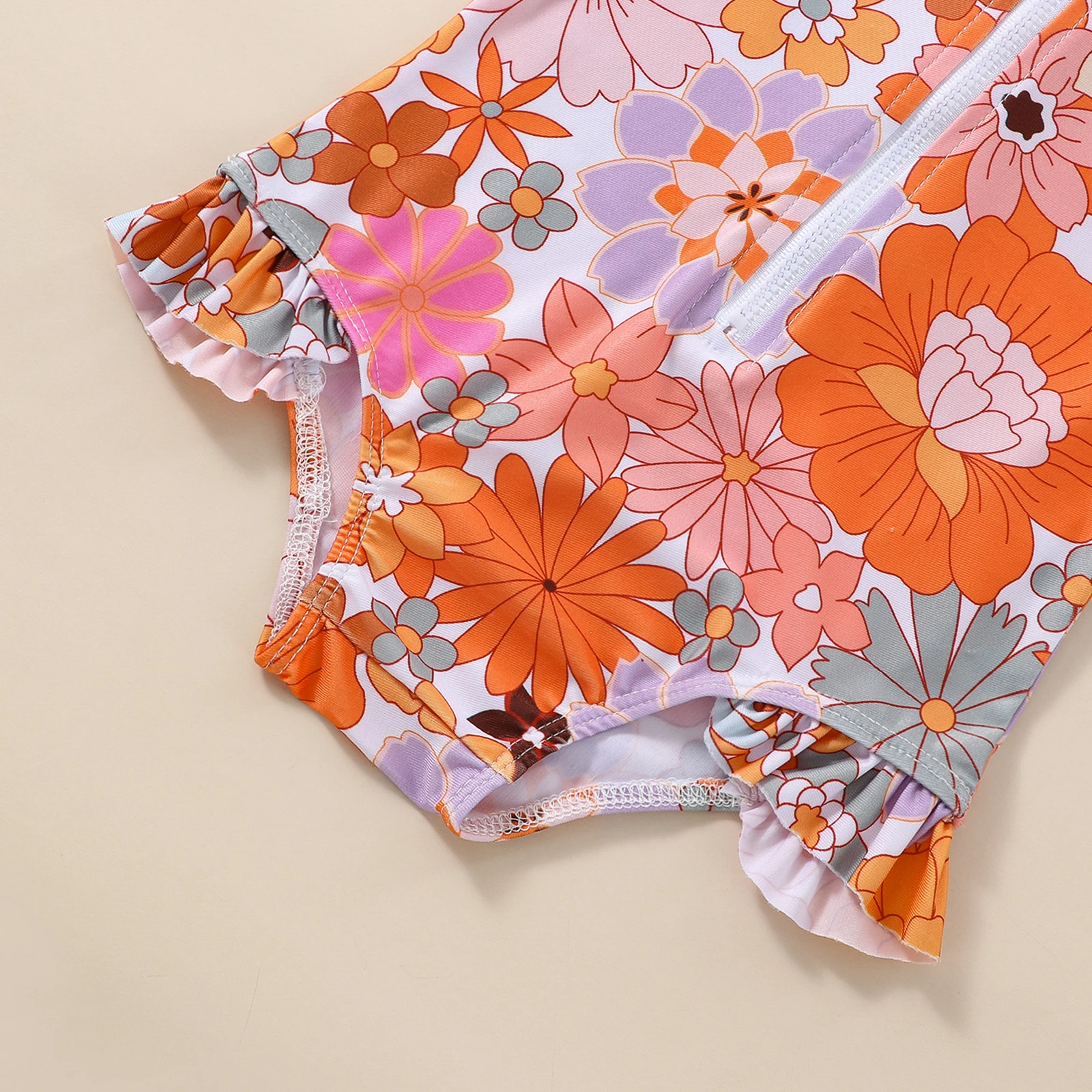 Traje de baño infantil con sombrero para niña – Estampado floral manga larga - imagen 5