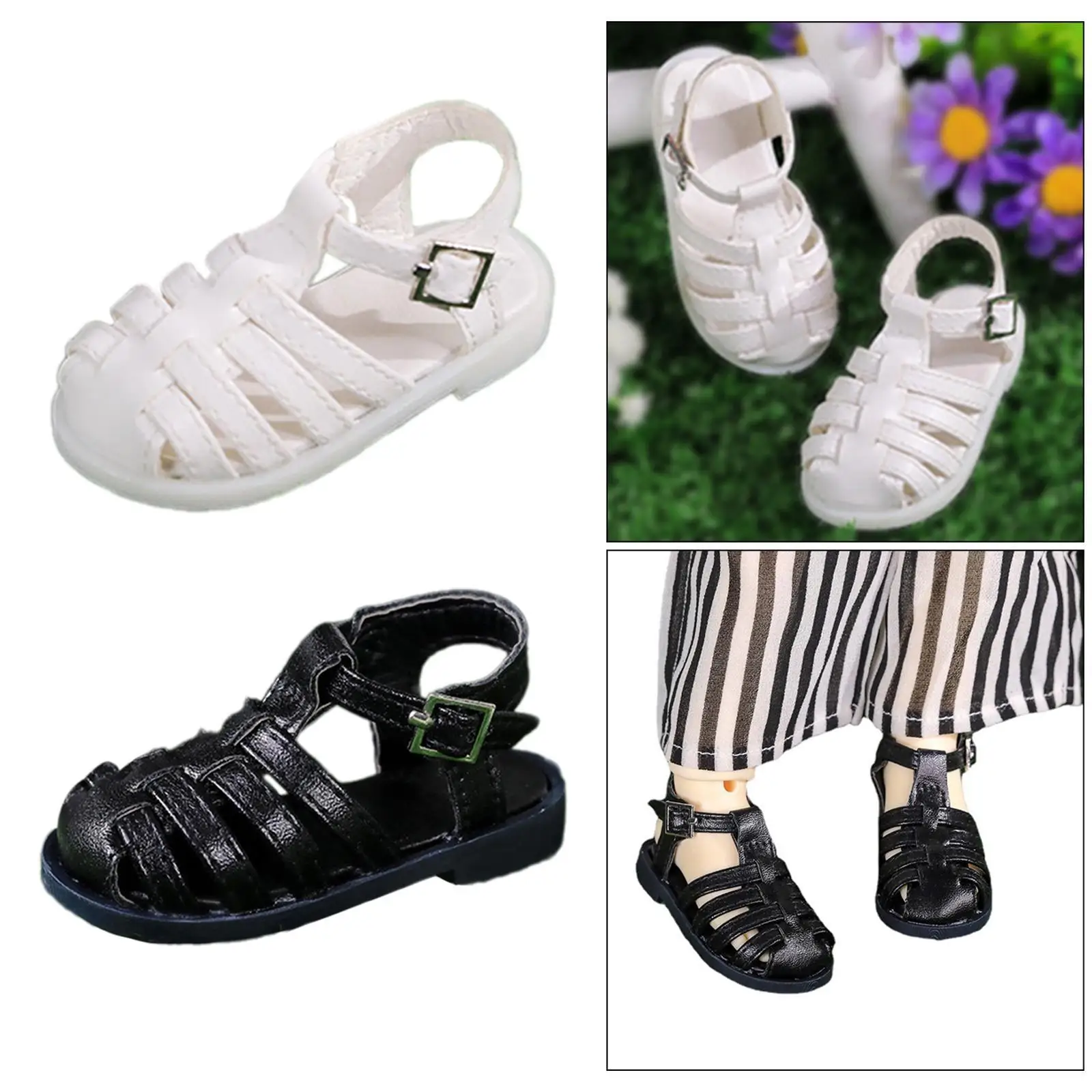 BJD Doll Beach Sandals Flat Shoes Comfortable Pretend Play Photo Prop, Summer Shoes BJD Doll Sandals for 1:4 Doll