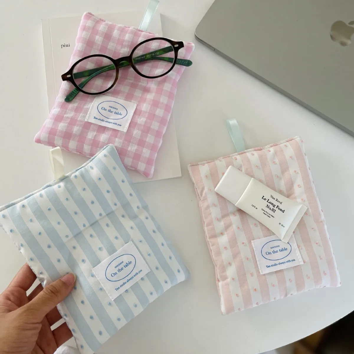 Posavasos de lunares estilo Ins, almohadilla aislante de tela de algodón cuadrada portátil, posavasos para bebidas colgantes suaves, accesorios de fotografía - imagen 2