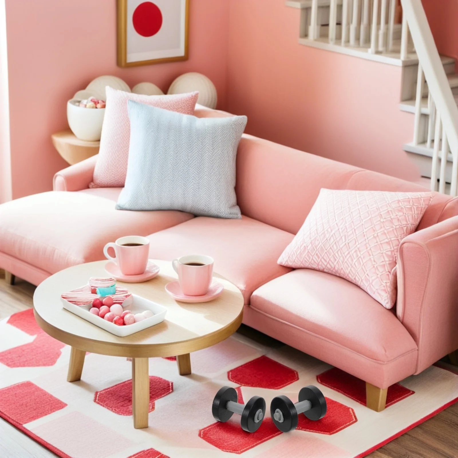 Juego de mancuernas en miniatura, 4 Uds., barra realista, pequeños accesorios de gimnasio para Fitness, Mini decoración para el hogar, Micro paisajismo - imagen 2